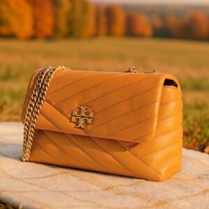 Tory Burch Kira Chevron Squash Orange Small Convertible Shoulder/Crossbody Bag